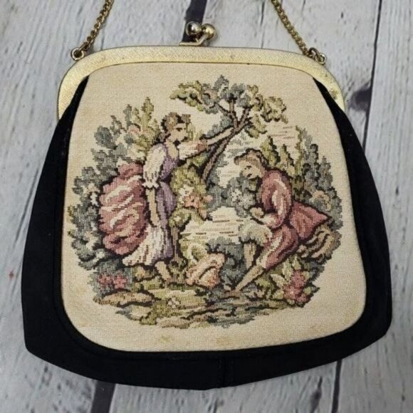 Vintage 50s JR Julius Resnick Needlepoint Woven Tapestry Purse - Picture 5 of 9
